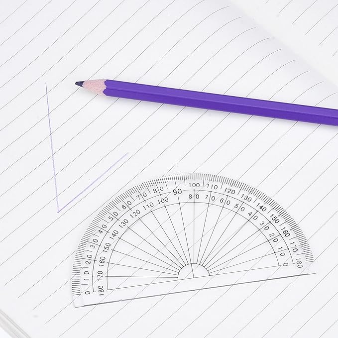 Outus Plastic Protractor for Angle Measurement Student Math 180 Degrees, 4 Inches, Clear, 10 Pack