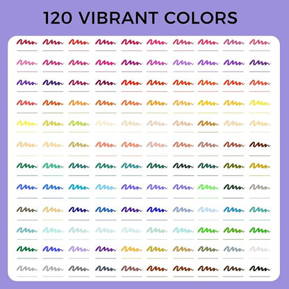 Artecho 120 Colors Markers for Adult Coloring Books, Dual Tip Markers for School, Fine and Brush Tip for Adults Coloring Books, Calligraphy, Drawing, Sketching