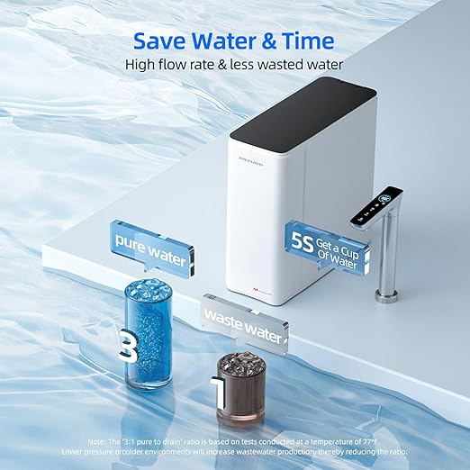 2-in-1 RO System & Instant Hot Water Dispenser, MIZUDO 800GPD Tankless Reverse Osmosis Water Filter, NSF/ANSI Certified, 9 Stage Under Sink RO System, 3:1 Pure to Drain, Hot and Cold Smart Faucet