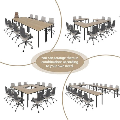 Bonzy Home Conference Tables 20ft Office Computer Desk for Meeting Room Study Writing Printer Podcast Table for 24 People Modern Natural 10PCS 236.2"x47.2"x29.5"