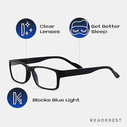 Readerest Blue Light Blocking Glasses – Computer Eyewear, UV Protection, Eye Strain & Glare Reduction, Lightweight Frame