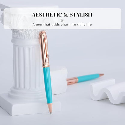 Luxury Gel Pen, Top Set With 8mm Brilliant Diamond,Delicate Green Pen Lacquer,Rose Real Gold Finish, Black Ink Refill,Fancy Gift Pen For Girl, Unique, Professional, Office Pens