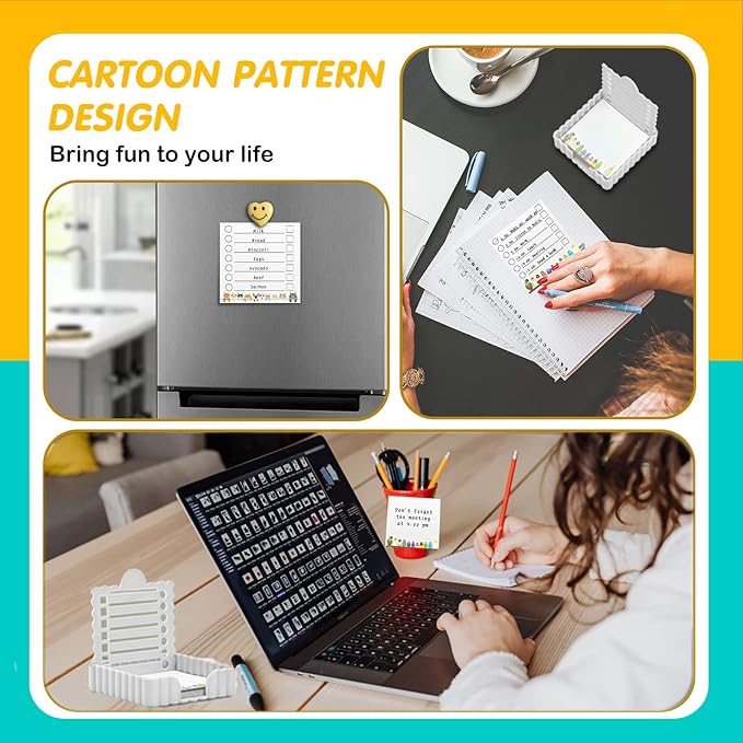 Sticky Notes Holder Cute with Stencil, Wavy Self-Stick Notepad Holder, Note Dispenser for Desk, Sticky Notes Organizer