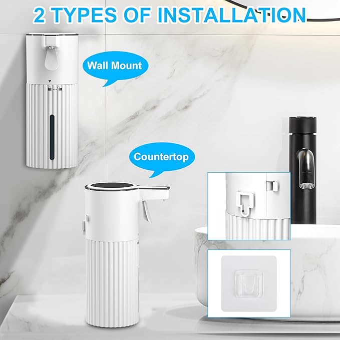 HOMELYLIFE Automatic Foam Soap Dispenser, 13.53oz/400ml Soap Dispenser Need AA*2 (Don't Include) with Long Press for Foam Output Continuously, Hand Soap Dispenser for Bathroom, Kitchen, Office, Home