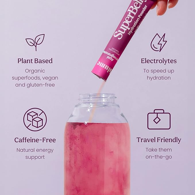 Blume SuperBelly Gut Health and On-The-Go Hydration Packets, GLP-1 Friendly, Sugar-Free, with Prebiotics, Probiotics, Apple Cider Vinegar, Vitamin C, and Electrolytes, Açai Pomegranate, 15 Sticks