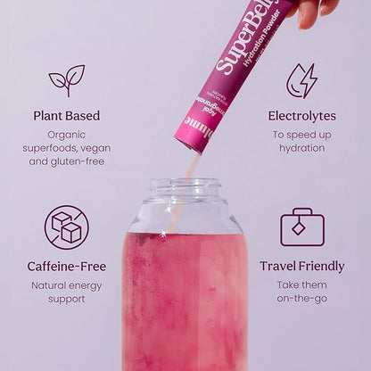 Blume SuperBelly Gut Health and On-The-Go Hydration Packets, GLP-1 Friendly, Sugar-Free, with Prebiotics, Probiotics, Apple Cider Vinegar, Vitamin C, and Electrolytes, Açai Pomegranate, 15 Sticks