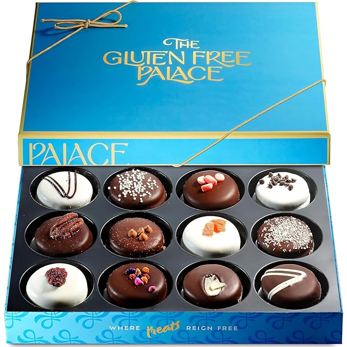 Gluten Free Palace Holiday Cookies Gift Basket – Vegan Gluten Free Chocolate Covered Cookies – Gourmet Cookie Gift for Christmas, Thanksgiving & New Year – Delicious Holiday Treats for Men & Women (12 Count)