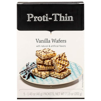 Proti-Thin High Protein Vanilla Wafer Squares, 15g Protein, Low Calorie, Low Sugar, Aspartame Free, Diet Wafer Bars, Healthy Snack, 2 Wafers per Serving, 5 Count Box