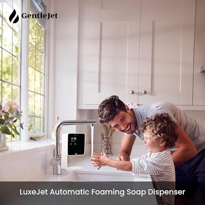 LuxeJet Automatic Foam Soap Dispenser Touchless, USB-C Powered or Battery, Aluminum Alloy Body, Wall Mount or Countertop, Digital Display, Hands-Free Automatic Soap Dispenser Touchless