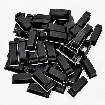 50Pcs Self Adhesive Cable Management Clips,Cable Organizers Wire Clips Cord Holder for PC Laptop Ethernet Cable Desktop Home Office(1.78’’ x 0.75’’ x 0.28’’,Black)