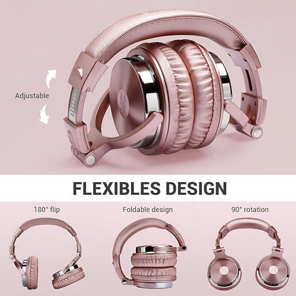 OneOdio Wired Over Ear Headphones Studio Monitor & Mixing DJ Stereo Headsets with 50mm Neodymium Drivers and 1/4 to 3.5mm Jack for AMP Computer Recording Podcast Keyboard Guitar Laptop - Pink