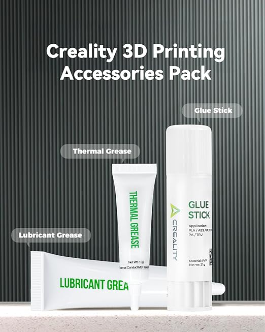 Creality 3D Printer Accessories Pack, 3D Printer Glue Stick&Thermal Grease&Lubricant Grease, Improve Printing Quality, Extend Service Life of Accessories