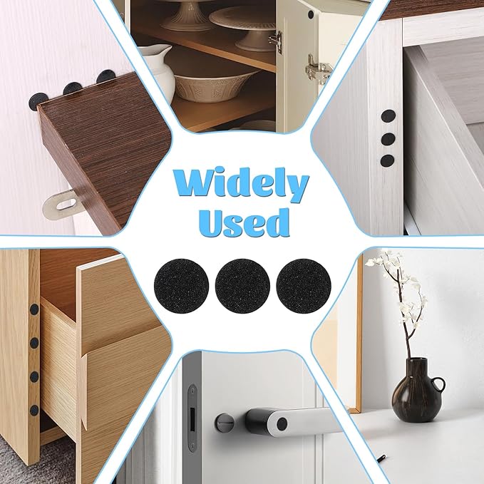 735 Pcs Mini Foam Felt Pads, Small Felt Furniture Pads 3/8 Inches Self Stick Pad Self Adhesive EVA Foam Dot Circles for Desks Drawers Vases Photo Frames Cabinets Doors Floor Black | Furniture Pads - TrueDesk