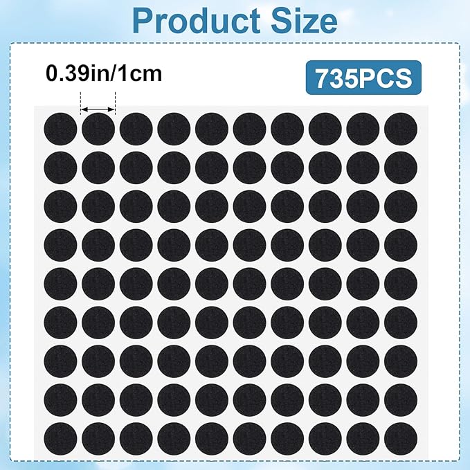 735 Pcs Round Black Felt Pads, EVA Foam Felt Furniture Pads, Felt Dots with Adhesive Backing, Felt Pads for Cabinet Doors, Furniture, Photo Frames, Desks, Drawers | Furniture Pads - TrueDesk