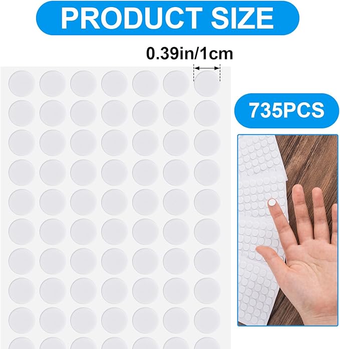 735 Pcs Round White EVA Foam Felt Furniture Pads, Felt Dots with Adhesive Backing, Felts Pads for Cabinet Doors, Furniture, Photo Frames, Desks, Drawers | Furniture Pads - TrueDesk