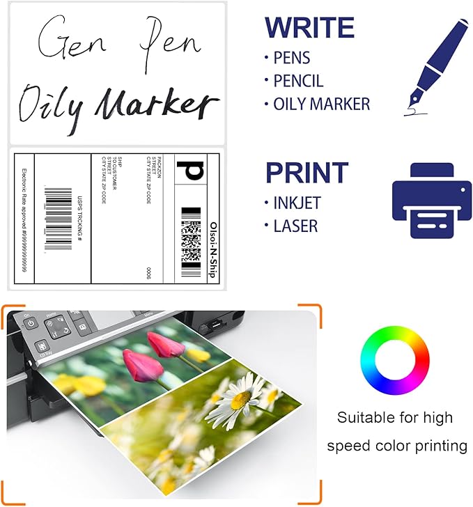 8 - 1/2"×5 - 1/2" Shipping Labels 60 Labels Sticker Paper for Laser/Ink Jet Printer mailing Labels 8.5"×11" White 2 per Sheet | Laser Inkjet Printer Labels - TrueDesk
