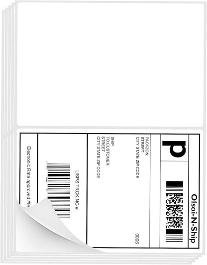 8 - 1/2"×5 - 1/2" Shipping Labels 60 Labels Sticker Paper for Laser/Ink Jet Printer mailing Labels 8.5"×11" White 2 per Sheet | Laser Inkjet Printer Labels - TrueDesk
