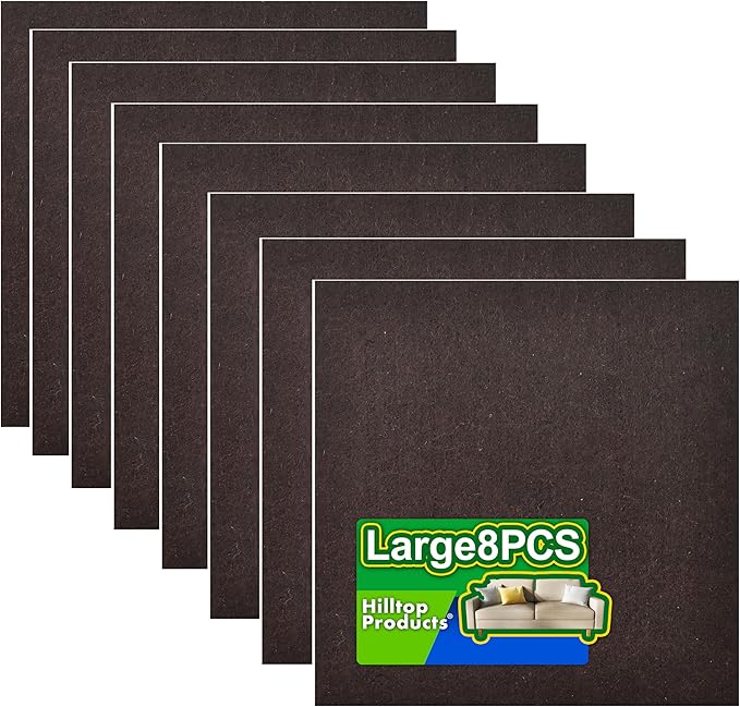 8 Pack - Brown Self Adhesive Square Furniture Felt Pad Surface Protector for Hardwood, Tile, Laminated Floor - Cut into Any Shape | Furniture Pads - TrueDesk