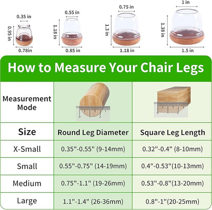 8 Pcs Extra Small Chair Leg Floor Protectors with Felt Pad - Furniture Pads for Hardwood Floors - Round Silicone Stool Cover Caps - Anti - Scratch and Reduce Noise(Clear, Fit: 0.35"~0.55") | Furniture Cups - TrueDesk