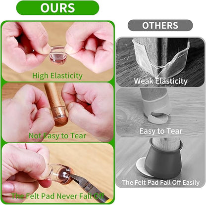 8 Pcs Extra Small Chair Leg Floor Protectors with Felt Pad - Furniture Pads for Hardwood Floors - Round Silicone Stool Cover Caps - Anti - Scratch and Reduce Noise(Clear, Fit: 0.35"~0.55") | Furniture Cups - TrueDesk