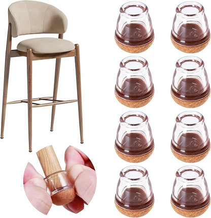 8 Pcs Extra Small Chair Leg Floor Protectors with Felt Pad - Furniture Pads for Hardwood Floors - Round Silicone Stool Cover Caps - Anti - Scratch and Reduce Noise(Clear, Fit: 0.35"~0.55") | Furniture Cups - TrueDesk