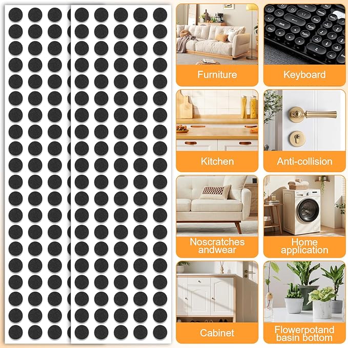 800Pcs Small Felt Pads, Self - Adhesive EVA Foam Furniture Pads, Round Felt Furniture Stickers Floor Protectors for Desks Drawers Vases Photo Frames Cabinets Doors Candlesticks - Black | Furniture Pads - TrueDesk