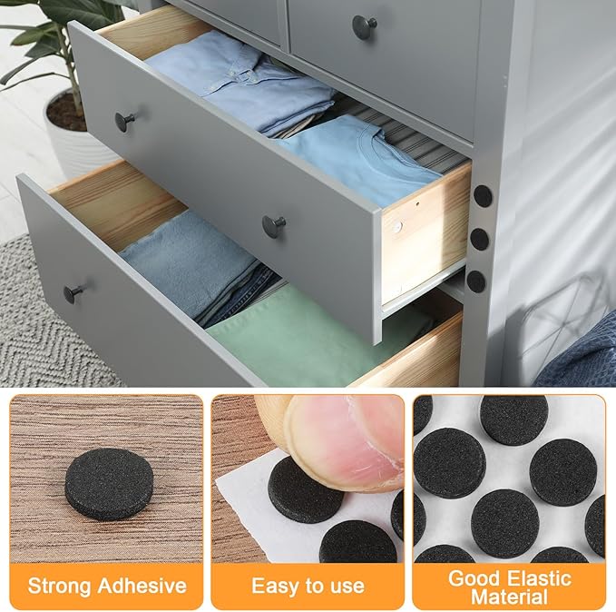 800Pcs Small Felt Pads, Self - Adhesive EVA Foam Furniture Pads, Round Felt Furniture Stickers Floor Protectors for Desks Drawers Vases Photo Frames Cabinets Doors Candlesticks - Black | Furniture Pads - TrueDesk