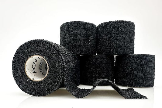 PowerFlex – Self-Adhering Sports Wrap for Injury Prevention & Post-Injury Stability – Medical-Grade, Sweat & Water Resistant First Aid Wrap for Athletes - Black, 2 inch, 6 Rolls
