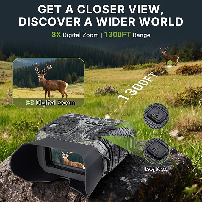 Night Vision Goggles, 4K Night Vision Binoculars for Adults, 36MP, 1300FT Range,8X Digital Zoom, Flashlight & Compass, 5000mAh Battery, Infrared Vision, 32GB Card, for Camping & Security