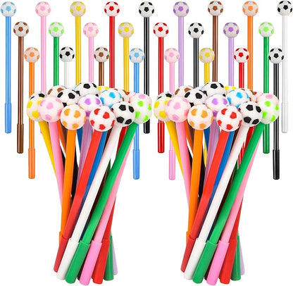 LiYiQ 50 Pcs Soccer Cartoon Cute Fun Pens for Kids Kawaii Soccer Shape Gel Black Ink Pen Cute Soccer Pens for School Office Home Student Kids Present