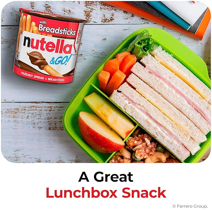 Nutella & GO! Bulk 24 Pack, Hazelnut and Cocoa Spread with Breadsticks, Stocking Stuffers, Snack Cups, 1.8 oz Each