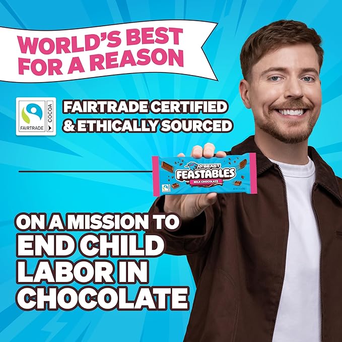Feastables by MrBeast Milk Chocolate KING Size Chocolate Bar, 2.1oz (60g), 10 count