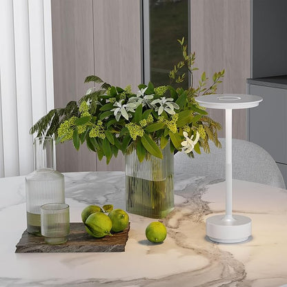 Rechargeable Table Lamps Cordless, Portable 5000mAh Outdoor Table Light, 3 Color Stepless Dimming LED Table Lamp with Memory Function, for Home/Dinner/Patio/Restaurant.(White)