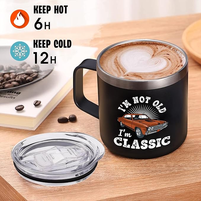 Old Man Gifts for Dad Im Not Old Im Classic Tumbler - Grandpa Christmas Fathers Day Funny Mugs for Men - Gifts for Older Father Papa 60th Birthday Idea Retirement 14oz Stainless Steel Tumbler With Lid