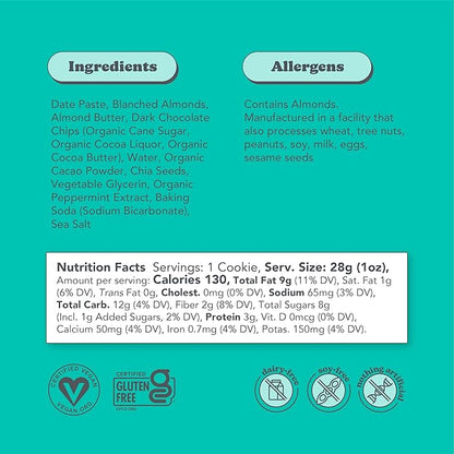 Love + Chew Superfood Soft Baked MINI Cookies, Mint Cacao Brownie Flavor, Plant Based Cookie Made With Almonds & Dark Chocolate for Kids and Adults, Vegan Snacks, Gluten Free, Paleo, Non GMO, 18 Pack