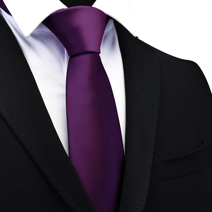 Branduce 3.15"（8cm） Mens Solid Satin Tie Pure Color Necktie for Business and Wedding + Gift Box