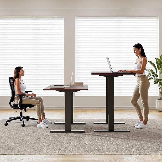 Onbrill Standing Desk, 47x23.6 Inches Whole-Piece Board Rectangle Stand Up Desk with Solid Wood Desktop and Memory Controller, Adjustable Height from 28-46 Inches for Home & Office, Black Walnut
