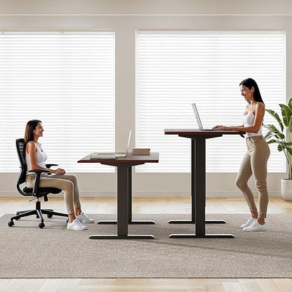 Onbrill Standing Desk, 47x23.6 Inches Whole-Piece Board Rectangle Stand Up Desk with Solid Wood Desktop and Memory Controller, Adjustable Height from 28-46 Inches for Home & Office, Black Walnut