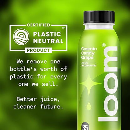 Cosmic Candy Grape Juice by Loom – Low Sugar, Real Fruit, Non-GMO, Vegan, 12oz x 12 Pack