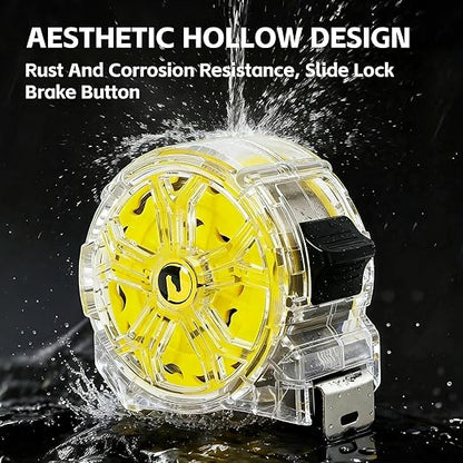 Tape Measure 16Ft, Retractable Stainless Steel Tape Measure, Waterproof & Rustproof Stainless Steel Band with Transparent Hollow Design for Renovation, Construction, Carpentry