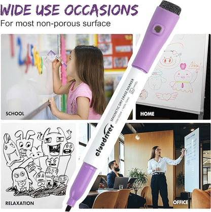 cloudriver Magnetic Dry Erase Markers, 48 Pack Whiteboard Markers - 24 Fine Tip And 24 Chisel Tip, 12 Colors Low Odor Dry Erase Marker With Eraser Cap