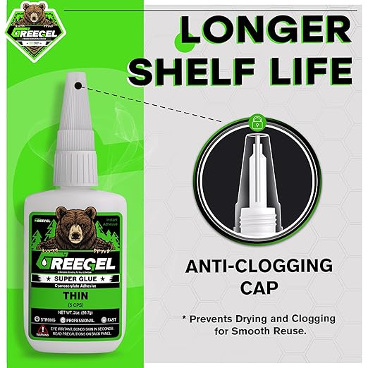 Super Glue Thin for Wood, Ceramic, Plastic, Metal, Super Fast Cyanoacrylate Adhesive (CA) Instant Glue 4 oz - Clear Superglue with Extra Gel for Woodworking, CA Finish, Stabilizing (2 Pack)