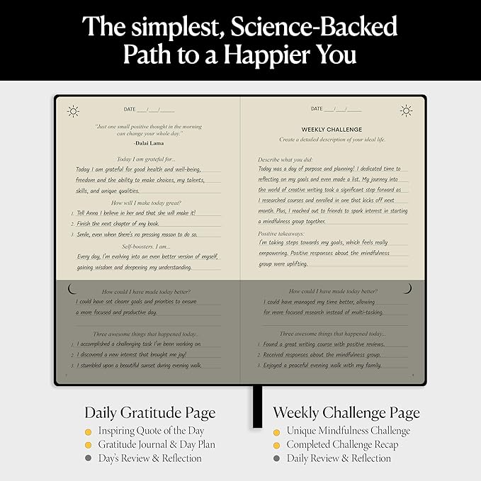 The Original Gratitude Journal 2026 for Men to Boost Confidence & Self Esteem - Daily Mindful Affirmations for Boys with Powerful Quotes and Insightful Prompts for Happiness - Premium Hardcover Black