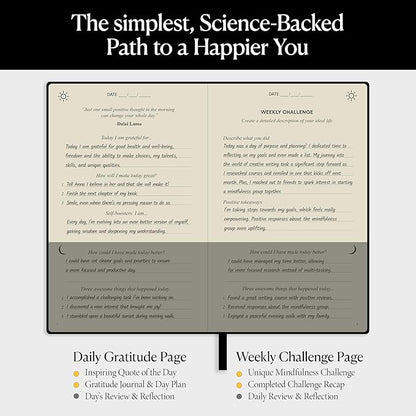 The Original Gratitude Journal 2026 for Men to Boost Confidence & Self Esteem - Daily Mindful Affirmations for Boys with Powerful Quotes and Insightful Prompts for Happiness - Premium Hardcover Black