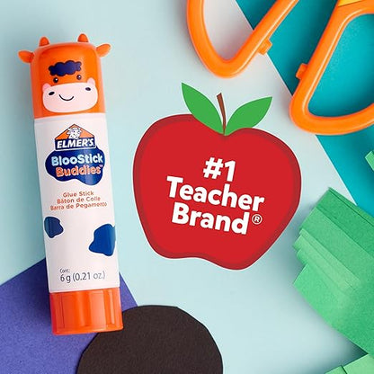 Elmer's Glue Sticks Combo Pack, BlooStick Buddies and Disappearing Purple, 6g, 12 Count, #1 Teacher Brand - Kids School Supplies, Stocking Stuffers, Holiday Gift, Arts & Crafts