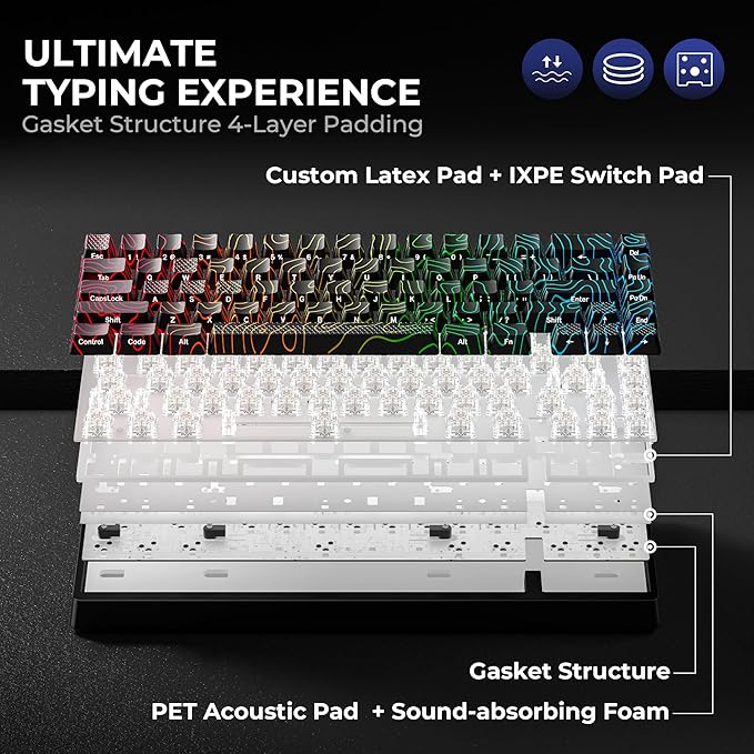 XVX M67 60% Keyboard with IMD Keycaps, QMK/VIA Topographic Gaming Keyboard, Wired Mechanical Key Board, RGB Custom Gasket Hot Swappable, for Windows & Mac, Interstellar Black