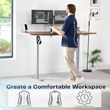 VIVO Electric 71 x 36 in Standing Desk, Memory Height Adjustment, 1B Series, Dark Walnut Top Gray Frame, DESK-KIT-1G7D-36