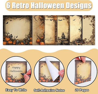 30 Pack Halloween Pumpkin Sticky Notes -600 Sheets Retro Spooky Halloween Memo Notes for Message Reminder Gifts School Office Students Teachers Presents