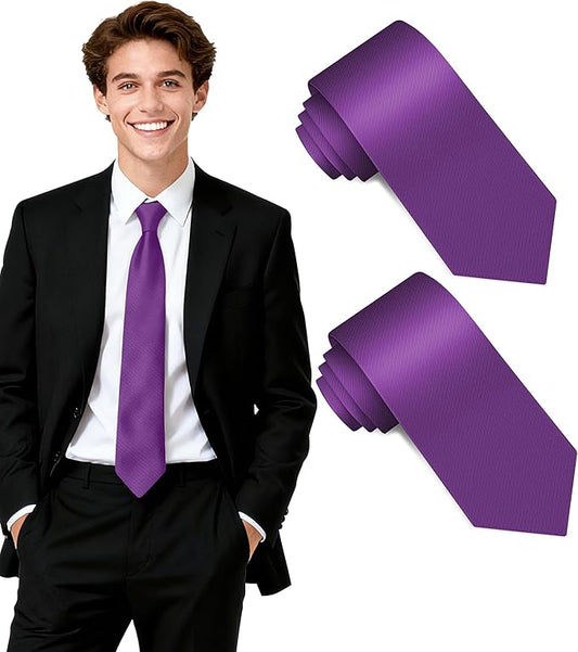 Fineknot Black Ties for Men, Formal Neckties for Men, Solid Color Mens Ties for Business, Wedding, Party, Mens Neck Tie