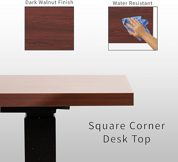VIVO Electric 78 x 55 inch Square Corner Memory L Shaped Stand Up Desk, Dark Walnut Table Top, Black Frame, Corner Height Adjustable Workstation, 3E-S Series, DESK-KIT-3E5SBD